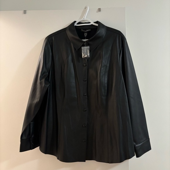 Black Faux Leather Jacket NEW WITH TAGS plus size - Picture 1 of 2